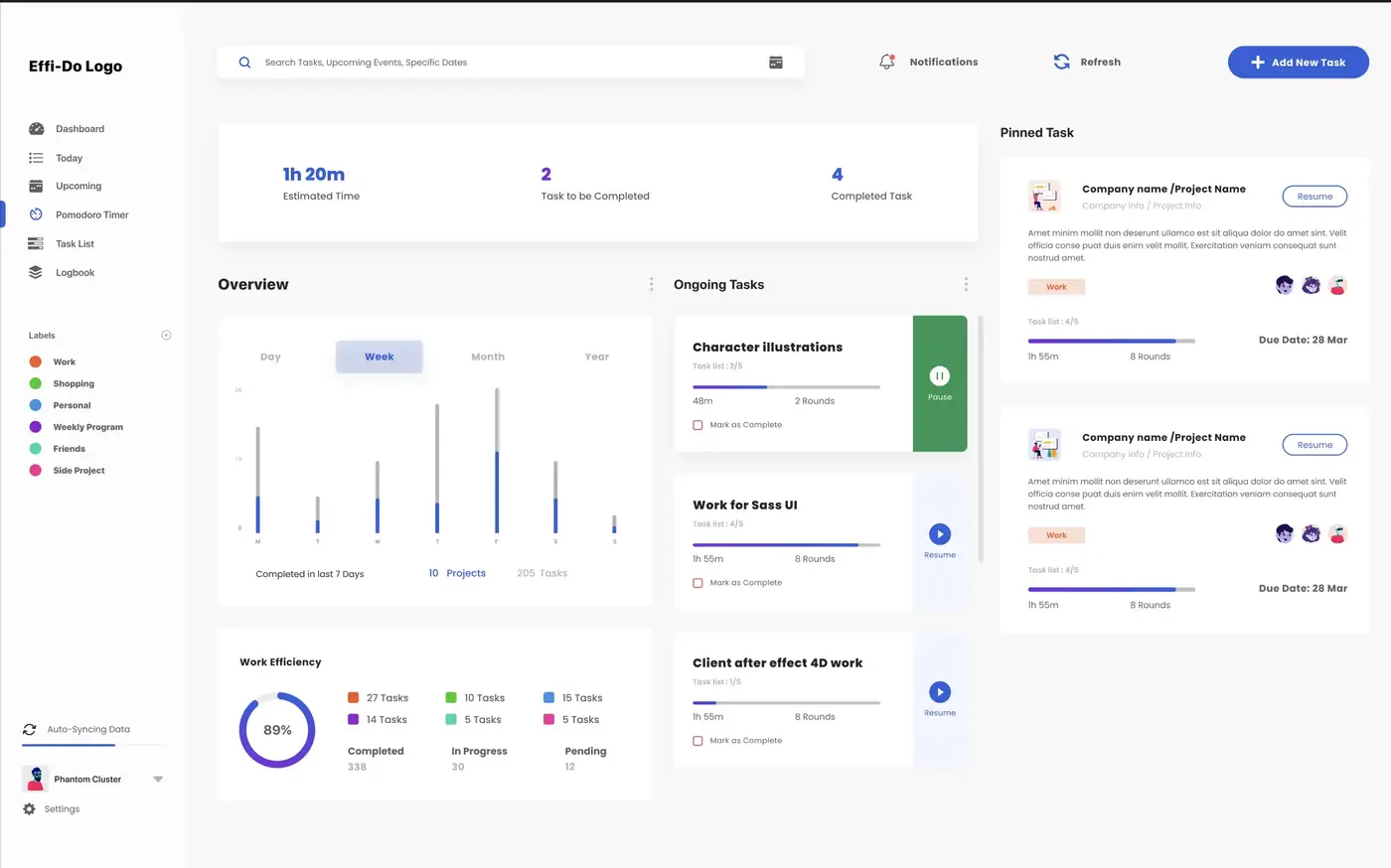 EffiDo Pomodoro — Light Mode